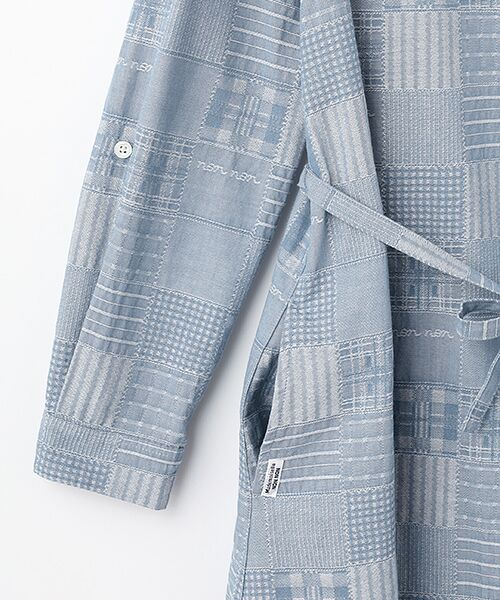 Mademoiselle NON NON / マドモアゼルノンノン ロング・マキシ丈ワンピース | コットンダンガリージャガード 同色パッチワーク柄シャツワンピース | 詳細3