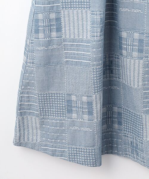 Mademoiselle NON NON / マドモアゼルノンノン ロング・マキシ丈ワンピース | コットンダンガリージャガード 同色パッチワーク柄シャツワンピース | 詳細4