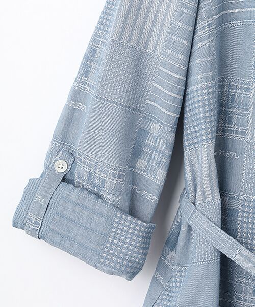 Mademoiselle NON NON / マドモアゼルノンノン ロング・マキシ丈ワンピース | コットンダンガリージャガード 同色パッチワーク柄シャツワンピース | 詳細7