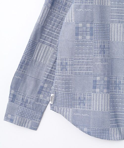 Mademoiselle NON NON / マドモアゼルノンノン シャツ・ブラウス | コットンダンガリージャガード 同色パッチワーク柄シャツ | 詳細5