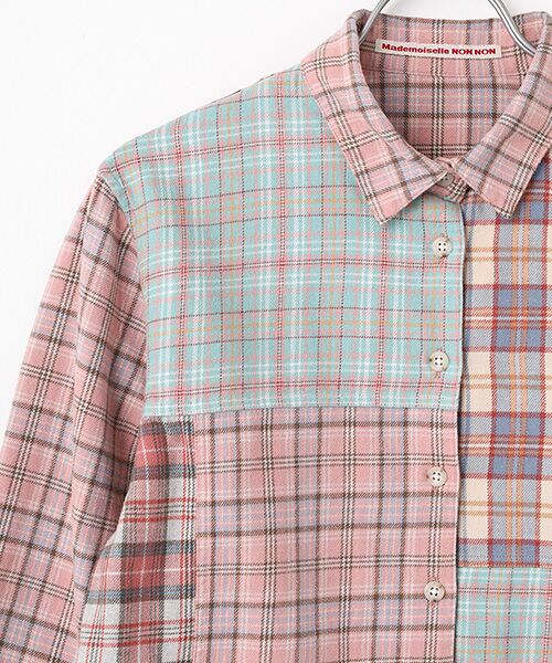 Mademoiselle NON NON / マドモアゼルノンノン シャツ・ブラウス | ビエラ起毛チェック パッチワークシャツ | 詳細2