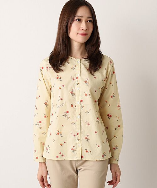 Mademoiselle NON NON / マドモアゼルノンノン シャツ・ブラウス | フラワープリント ノーカラーブラウス | 詳細8