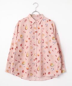Mademoiselle NON NON / マドモアゼルノンノン シャツ・ブラウス | トップボーダー フルーツプリント柄シャツ