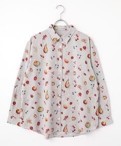 Mademoiselle NON NON / マドモアゼルノンノン シャツ・ブラウス | トップボーダー フルーツプリント柄シャツ