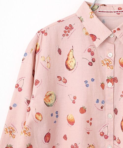 Mademoiselle NON NON / マドモアゼルノンノン シャツ・ブラウス | トップボーダー フルーツプリント柄シャツ | 詳細2