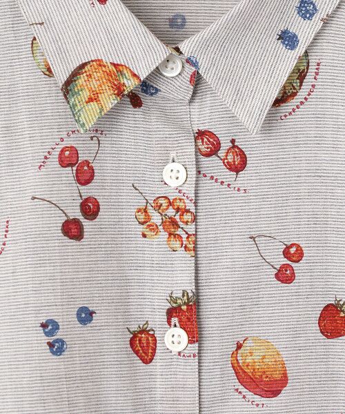 Mademoiselle NON NON / マドモアゼルノンノン シャツ・ブラウス | トップボーダー フルーツプリント柄シャツ | 詳細6