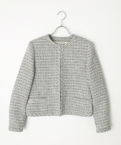 Mademoiselle NON NON / マドモアゼルノンノン ノーカラージャケット | ミックスブークレーツィード ノーカラージャケット