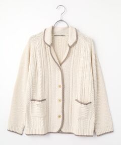 Mademoiselle NON NON / マドモアゼルノンノン テーラードジャケット | バルーンコットンニット5G テーラー風ニットジャケット