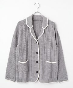 Mademoiselle NON NON / マドモアゼルノンノン テーラードジャケット | バルーンコットンニット5G テーラー風ニットジャケット