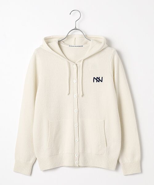 Mademoiselle NON NON / マドモアゼルノンノン パーカー | タスマニアウール天竺 フード付きニットパーカー（オフシロ）