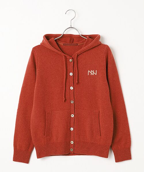 Mademoiselle NON NON / マドモアゼルノンノン パーカー | タスマニアウール天竺 フード付きニットパーカー（チェリーレッド）