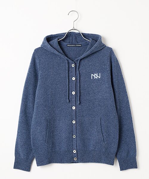 Mademoiselle NON NON / マドモアゼルノンノン パーカー | タスマニアウール天竺 フード付きニットパーカー（ブルー杢）