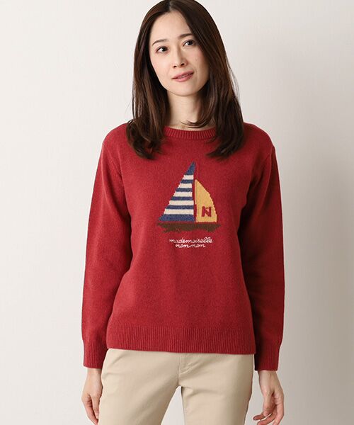Mademoiselle NON NON / マドモアゼルノンノン ニット・セーター | タスマニアウール天竺 ヨットモチーフセーター | 詳細3