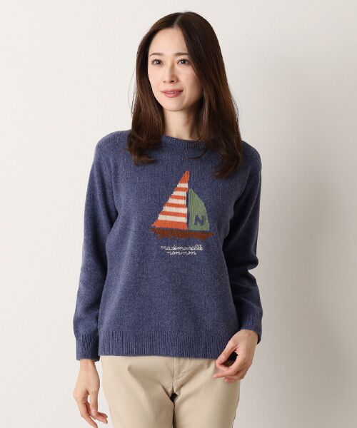 Mademoiselle NON NON / マドモアゼルノンノン ニット・セーター | タスマニアウール天竺 ヨットモチーフセーター | 詳細10