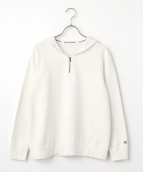 Mademoiselle NON NON / マドモアゼルノンノン カットソー | ラフィ裏毛 セーラーカラープルオーバー（シロ）