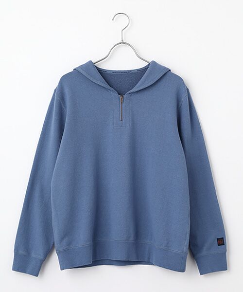 Mademoiselle NON NON / マドモアゼルノンノン カットソー | ラフィ裏毛 セーラーカラープルオーバー（スモークブルー）