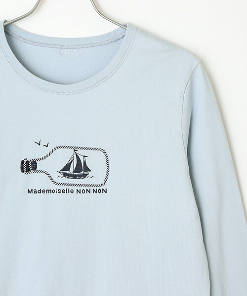 Mademoiselle NON NON / マドモアゼルノンノン Tシャツ | ボトルシッププリント＆刺繍入りTシャツ | 詳細4