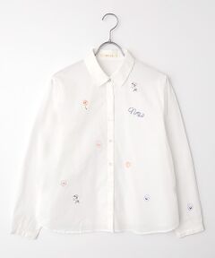 Mademoiselle NON NON / マドモアゼルノンノン シャツ・ブラウス | シャンブレーガーゼワッシャー ビオラ刺繍入りブラウス