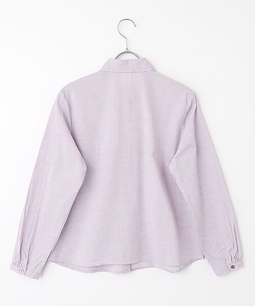 Mademoiselle NON NON / マドモアゼルノンノン シャツ・ブラウス | シャンブレーガーゼワッシャー ビオラ刺繍入りブラウス | 詳細2