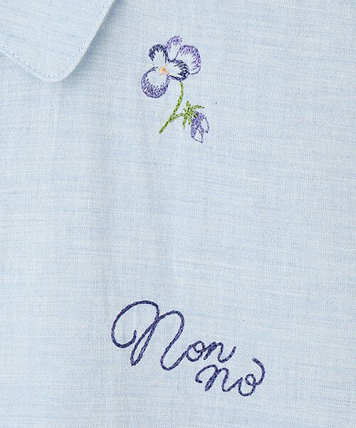 Mademoiselle NON NON / マドモアゼルノンノン シャツ・ブラウス | シャンブレーガーゼワッシャー ビオラ刺繍入りブラウス | 詳細7