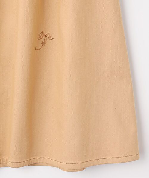 Mademoiselle NON NON / マドモアゼルノンノン ロング・マキシ丈スカート | デニムライクストレッチクロス ビオラ刺繍入りタックスカート | 詳細3