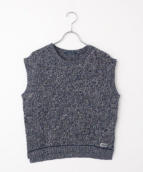 Mademoiselle NON NON / マドモアゼルノンノン ベスト | ミックスカラーコットンクロップドベスト（ネイビー系）