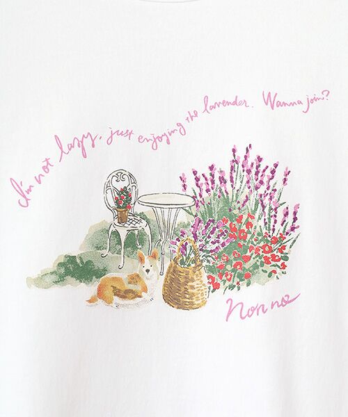 Mademoiselle NON NON / マドモアゼルノンノン Tシャツ | オーガニック天竺 ラベンダーガーデンプリントTシャツ | 詳細2