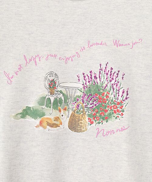 Mademoiselle NON NON / マドモアゼルノンノン Tシャツ | オーガニック天竺 ラベンダーガーデンプリントTシャツ | 詳細8