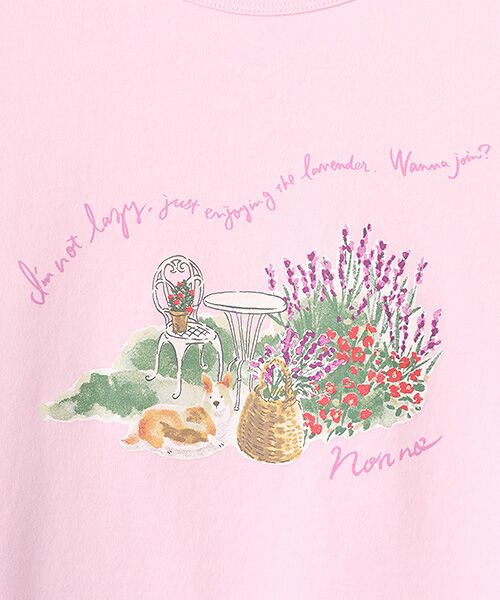 Mademoiselle NON NON / マドモアゼルノンノン Tシャツ | オーガニック天竺 ラベンダーガーデンプリントTシャツ | 詳細10