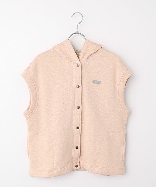 Mademoiselle NON NON / マドモアゼルノンノン ベスト | ソフトキャンディーズ裏毛 前開きフーディ―ベスト（ライトピンク）