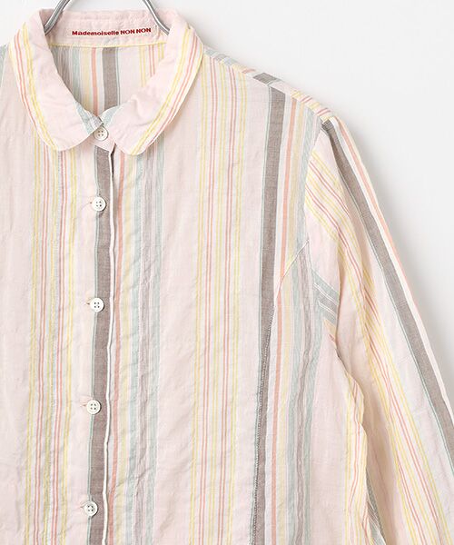 Mademoiselle NON NON / マドモアゼルノンノン シャツ・ブラウス | シャーリングチェック＆ストライプシャツチュニック | 詳細2