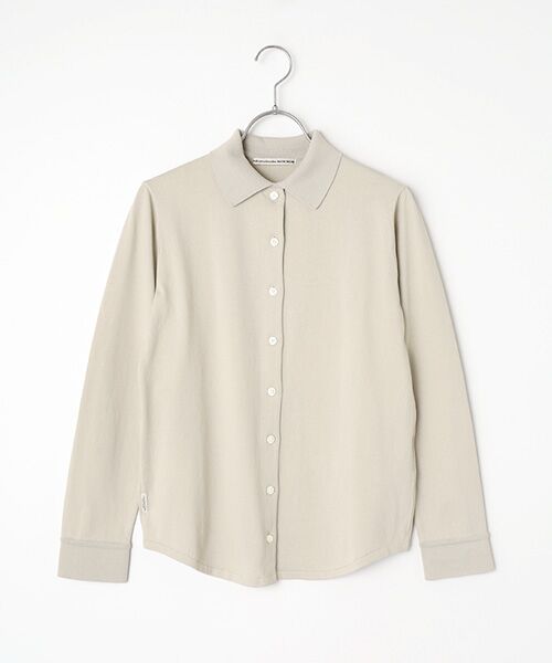 Mademoiselle NON NON / マドモアゼルノンノン シャツ・ブラウス | ガスコットン天竺 衿付きニットブラウス（グレージュ）