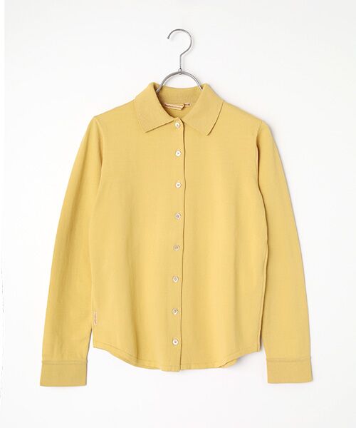 Mademoiselle NON NON / マドモアゼルノンノン シャツ・ブラウス | ガスコットン天竺 衿付きニットブラウス（イエロー）
