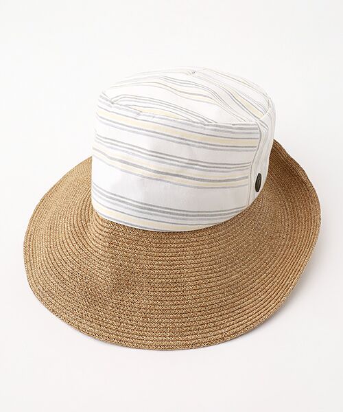 Mademoiselle NON NON / マドモアゼルノンノン ハット | ボーダー×ペーパーブレードコンビクローシュ（エクリュ）