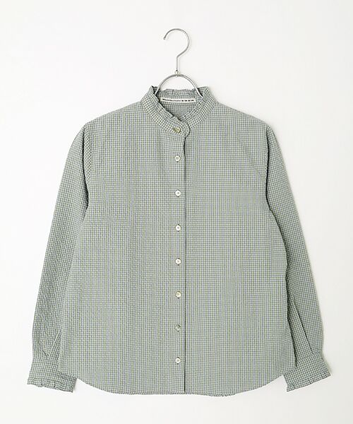 Mademoiselle NON NON / マドモアゼルノンノン スニーカー | シャーリングギンガム スタンドフリルシャツ（ミント×モカグレー）