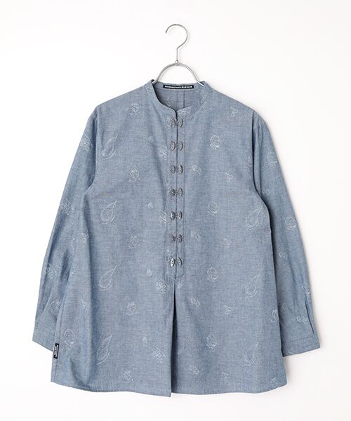 Mademoiselle NON NON / マドモアゼルノンノン シャツ・ブラウス | ダンガリーフルーツ刺繍シャツ（ネイビー）