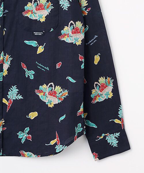 Mademoiselle NON NON / マドモアゼルノンノン シャツ・ブラウス | ベジタブルバスケットプリント長袖シャツ | 詳細5