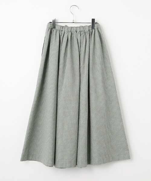 Mademoiselle NON NON / マドモアゼルノンノン ロング・マキシ丈スカート | シャーリングギンガム ギャザーフレアースカート | 詳細3
