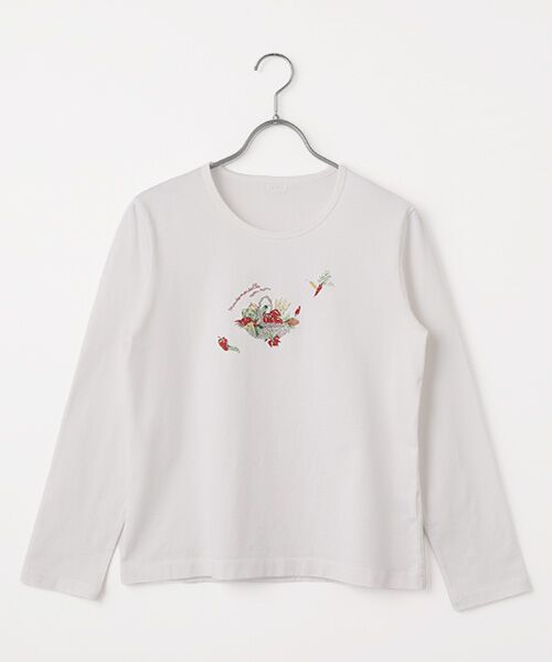 Mademoiselle NON NON / マドモアゼルノンノン Tシャツ | ベジタブルバスケットプリントTシャツ（シロ）