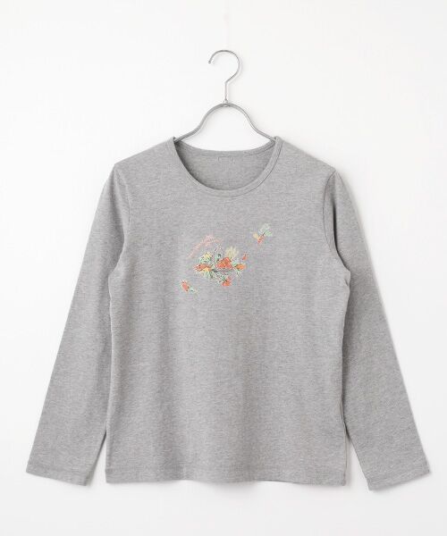 Mademoiselle NON NON / マドモアゼルノンノン Tシャツ | ベジタブルバスケットプリントTシャツ（ＴＯＰグレー）