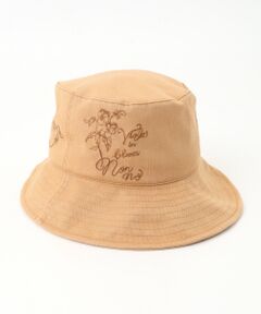 Mademoiselle NON NON / マドモアゼルノンノン ハット | デニムライクストレッチクロス ビオラ柄刺繍入りクローシュハット