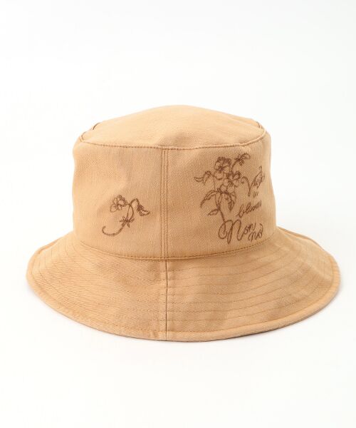 Mademoiselle NON NON / マドモアゼルノンノン ハット | デニムライクストレッチクロス ビオラ柄刺繍入りクローシュハット | 詳細1