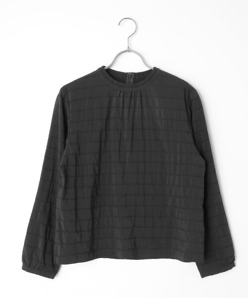 Mademoiselle NON NON / マドモアゼルノンノン シャツ・ブラウス | ソフトサッカー シャーリングTブラウス（クロ）