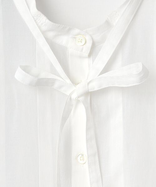 Mademoiselle NON NON / マドモアゼルノンノン シャツ・ブラウス | 交織シフォン バンドカラーリボン付きブラウス | 詳細1