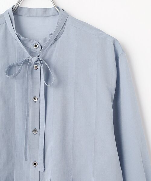 Mademoiselle NON NON / マドモアゼルノンノン シャツ・ブラウス | 交織シフォン バンドカラーリボン付きブラウス | 詳細3