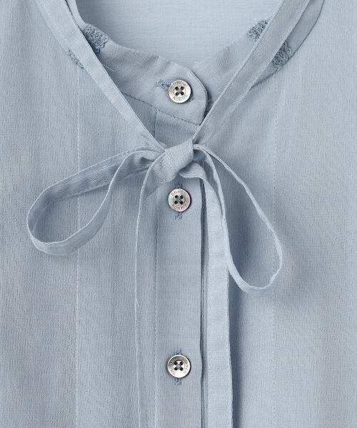 Mademoiselle NON NON / マドモアゼルノンノン シャツ・ブラウス | 交織シフォン バンドカラーリボン付きブラウス | 詳細5