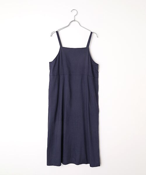 Mademoiselle NON NON / マドモアゼルノンノン ロング・マキシ丈ワンピース | ストレッチポプリン ジャンパースカート（インディゴネイビー）