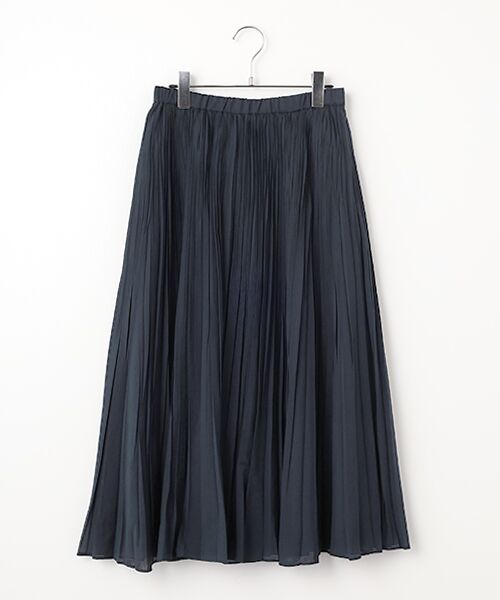 Mademoiselle NON NON / マドモアゼルノンノン ロング・マキシ丈スカート | 交織シフォンプリーツスカート（ネイビー）