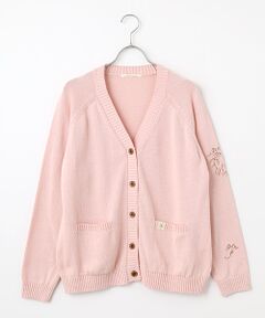 Mademoiselle NON NON / マドモアゼルノンノン カーディガン・ボレロ | オーガニックコットン8G 刺繍入りVネックカーディガン