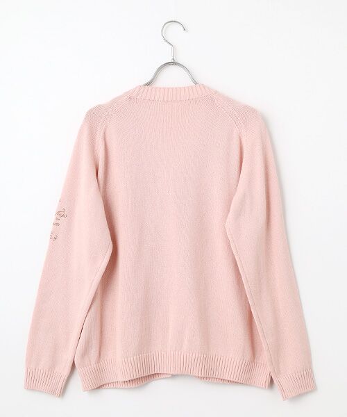 Mademoiselle NON NON / マドモアゼルノンノン カーディガン・ボレロ | オーガニックコットン8G 刺繍入りVネックカーディガン | 詳細1